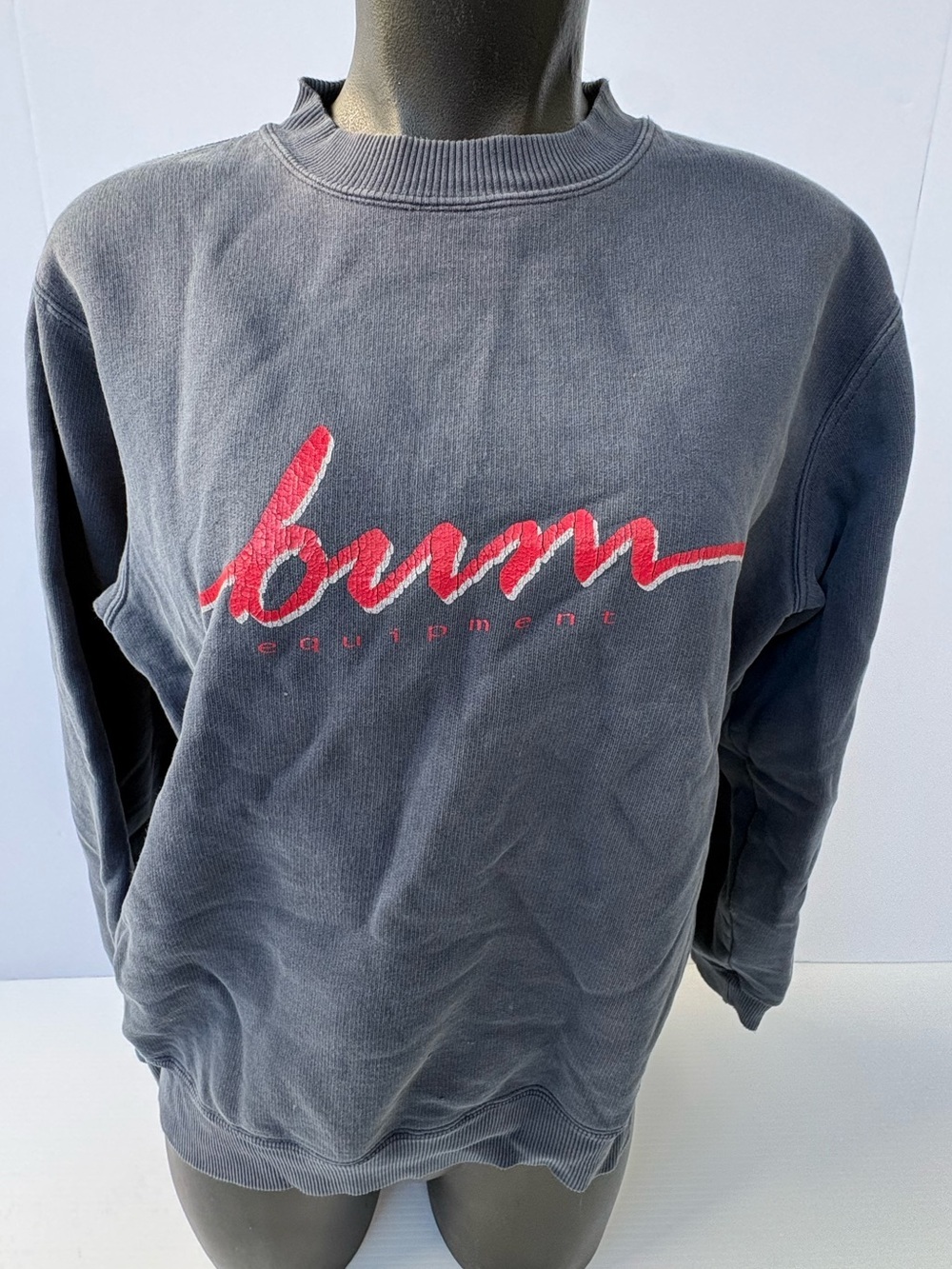Vintage B.U.M Equipment Branded Blue Crewneck Sweatshirt with Red Script